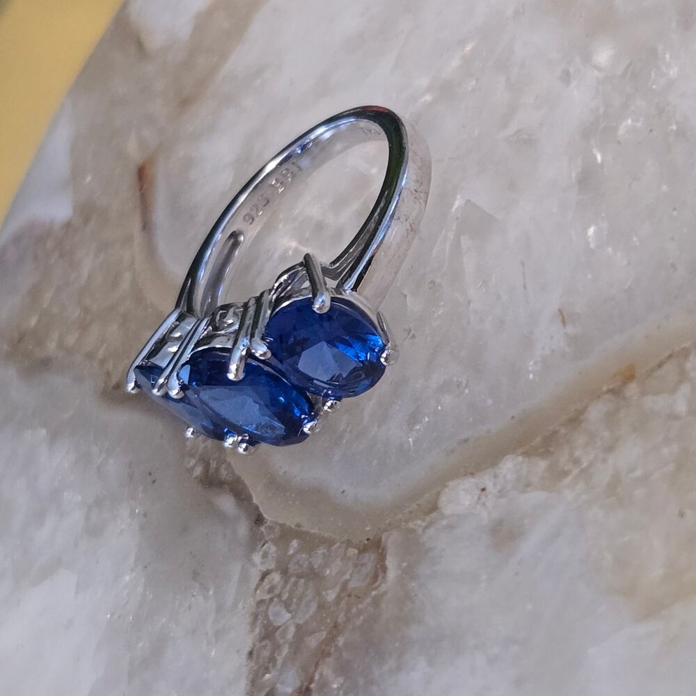 Vintage BBJ Bangkok Sterling Silver Blue Sapphire Statement Ring - Picture 5 of 16